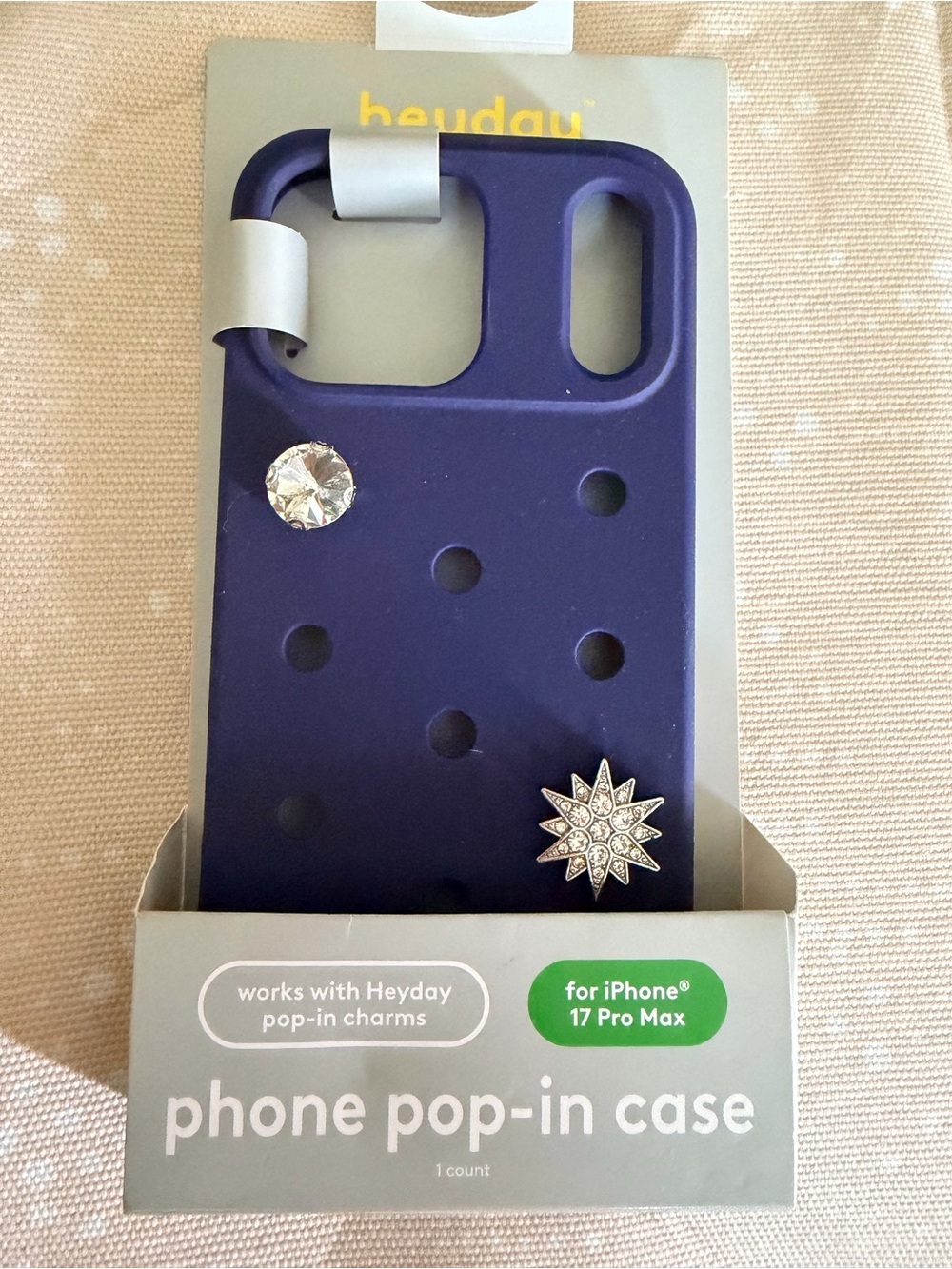NWT Heyday Pop-In Phone Case iPhone 17 Pro Max Navy Blue Charm Compatible